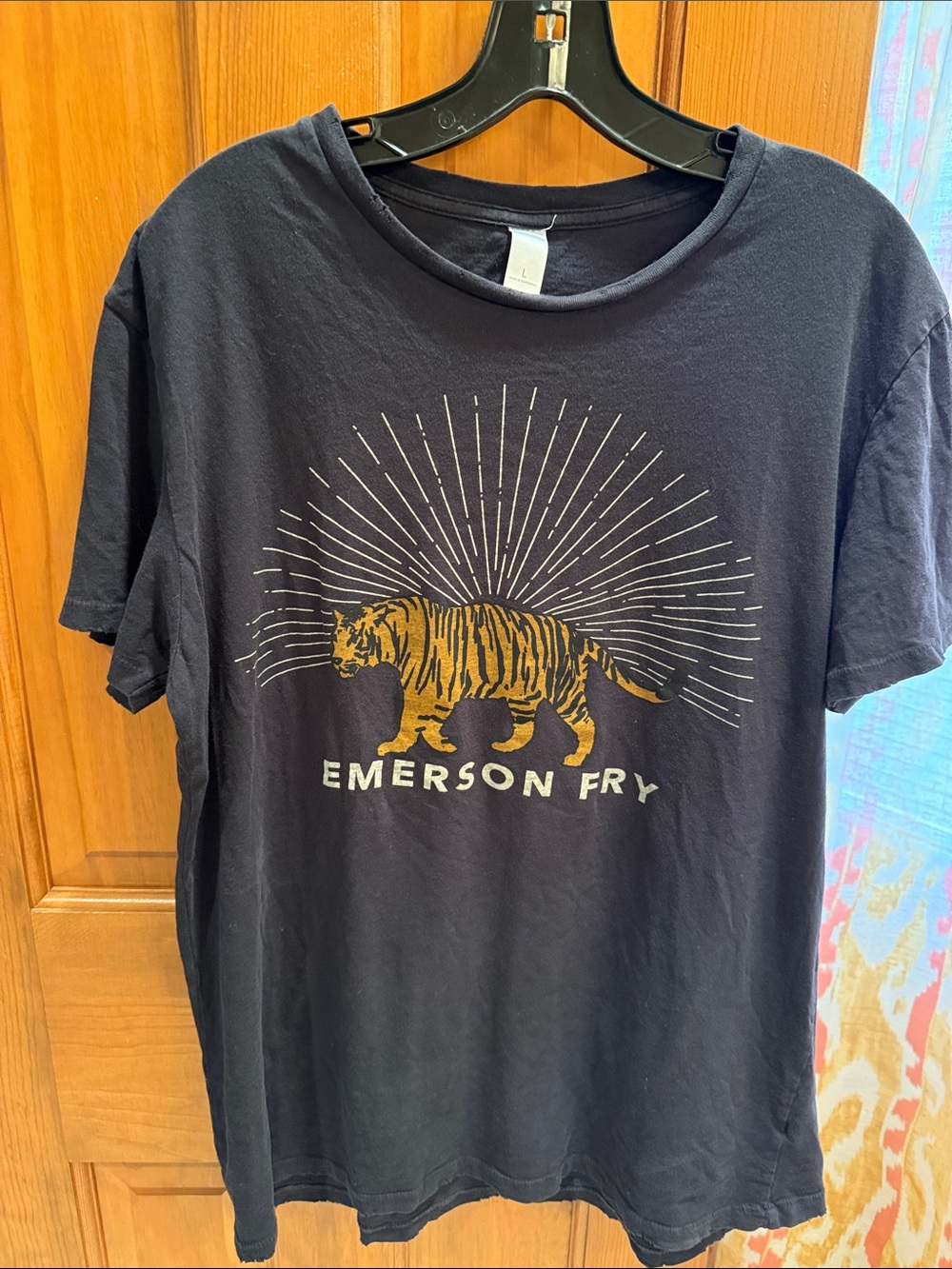 Emerson Fry Black Tee with Gold Tiger Graphic